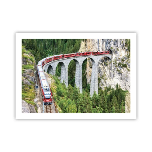 Poster - Il treno tra i monti - 70x50 cm