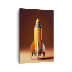 Quadro su tela - Stampe su Tela - Un razzo in stile retrò su uno sfondo di toni marroni - 70x100cm - Si inizia dai sogni - Decorazione murale moderna per soggiorno e camera da letto ARTTOR