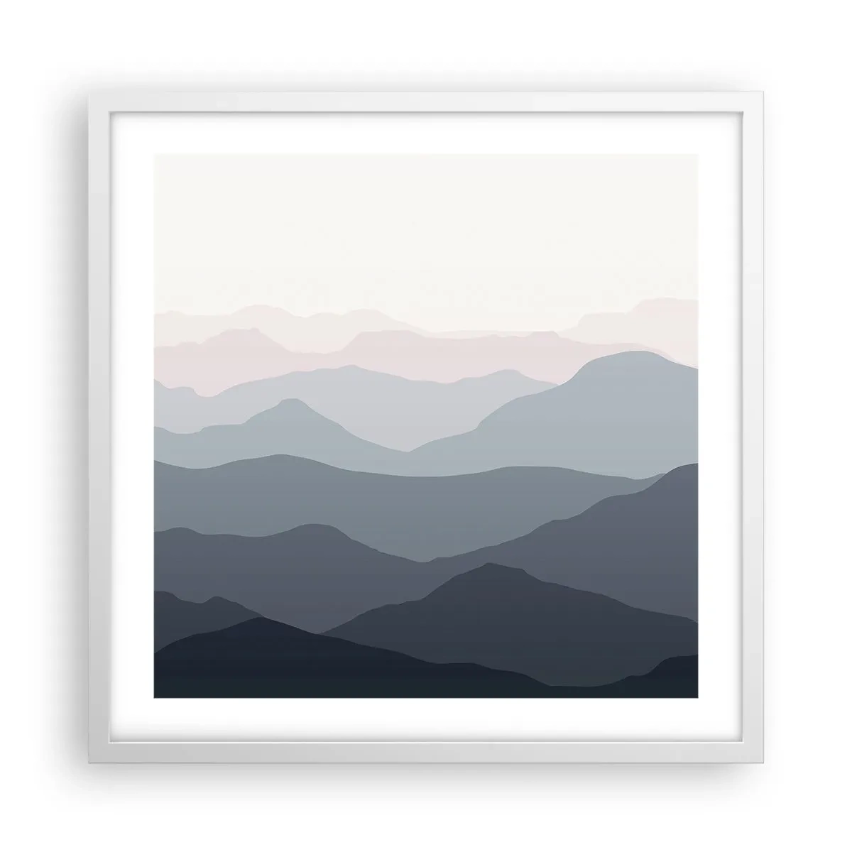 Poster in cornice bianca - Le onde dei monti - 50x50 cm