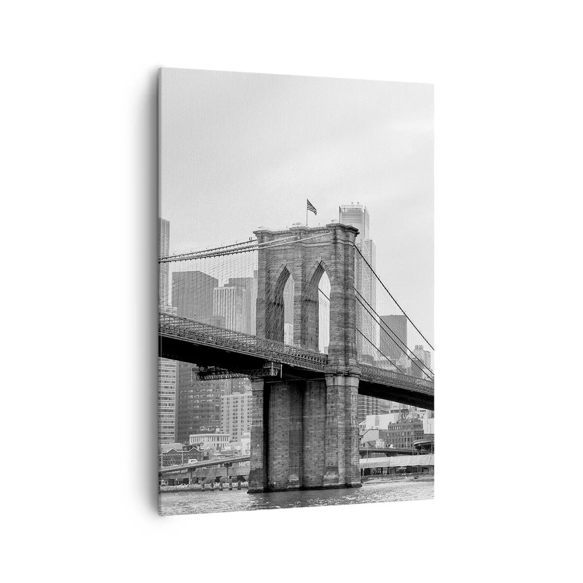 Quadro su tela - Stampe su Tela - Ponte di Brooklyn con i grattacieli di New York sullo sfondo - 70x100cm - Atmosfera di New York - Decorazione murale moderna per soggiorno e camera da letto ARTTOR