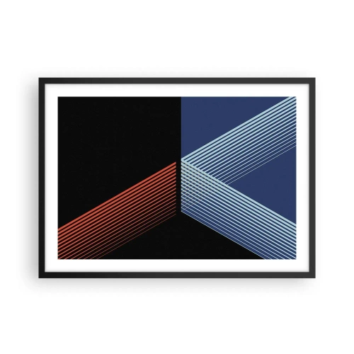 Poster in cornice nera - Linee geometriche nei toni del rosso e del blu - 70x50cm - Una storia semplice - Decorazione murale moderna per soggiorno e camera da letto ARTTOR