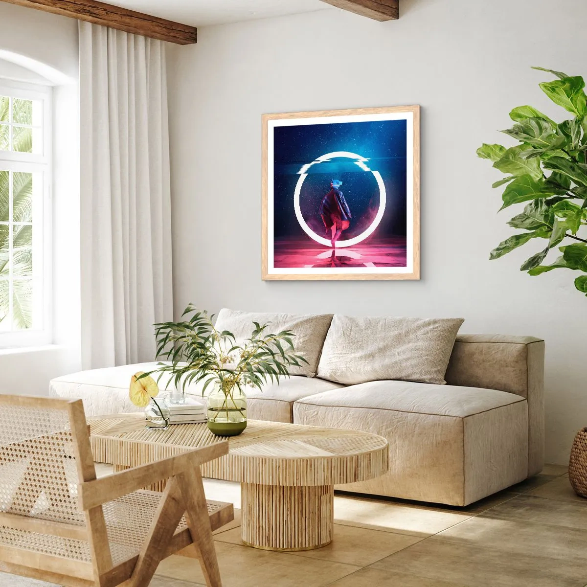 Poster in cornice rovere chiaro - Tra due mondi - 60x60 cm