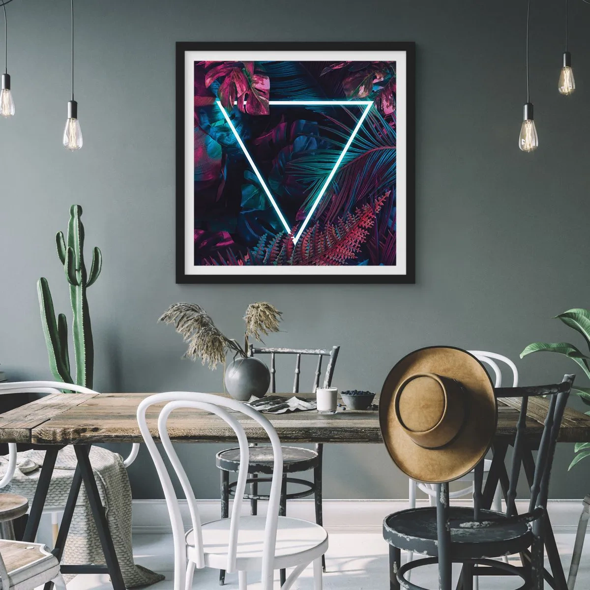 Poster in cornice nera - Giardino in stile discoteca - 30x30 cm