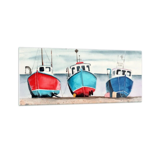 Quadro su vetro - Pronte alla pesca - 100x40 cm