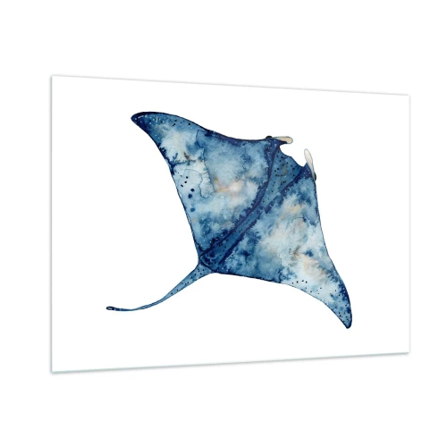 Quadro su vetro - Razza blu navy in stile acquerello su sfondo bianco - 100x70cm - Vita nel blu - Decorazione murale moderna per soggiorno e camera da letto ARTTOR