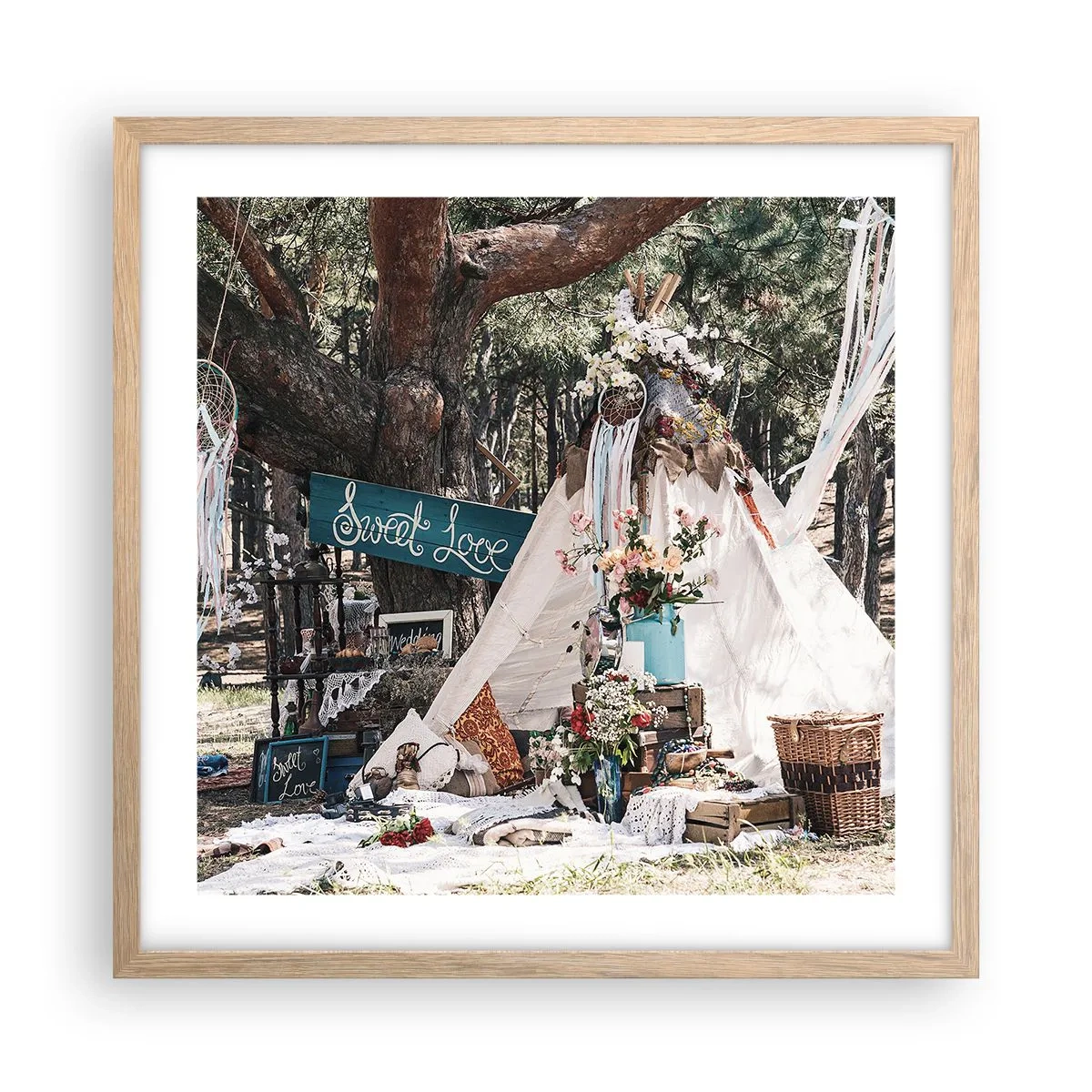 Poster in cornice rovere chiaro - Make love... - 50x50 cm