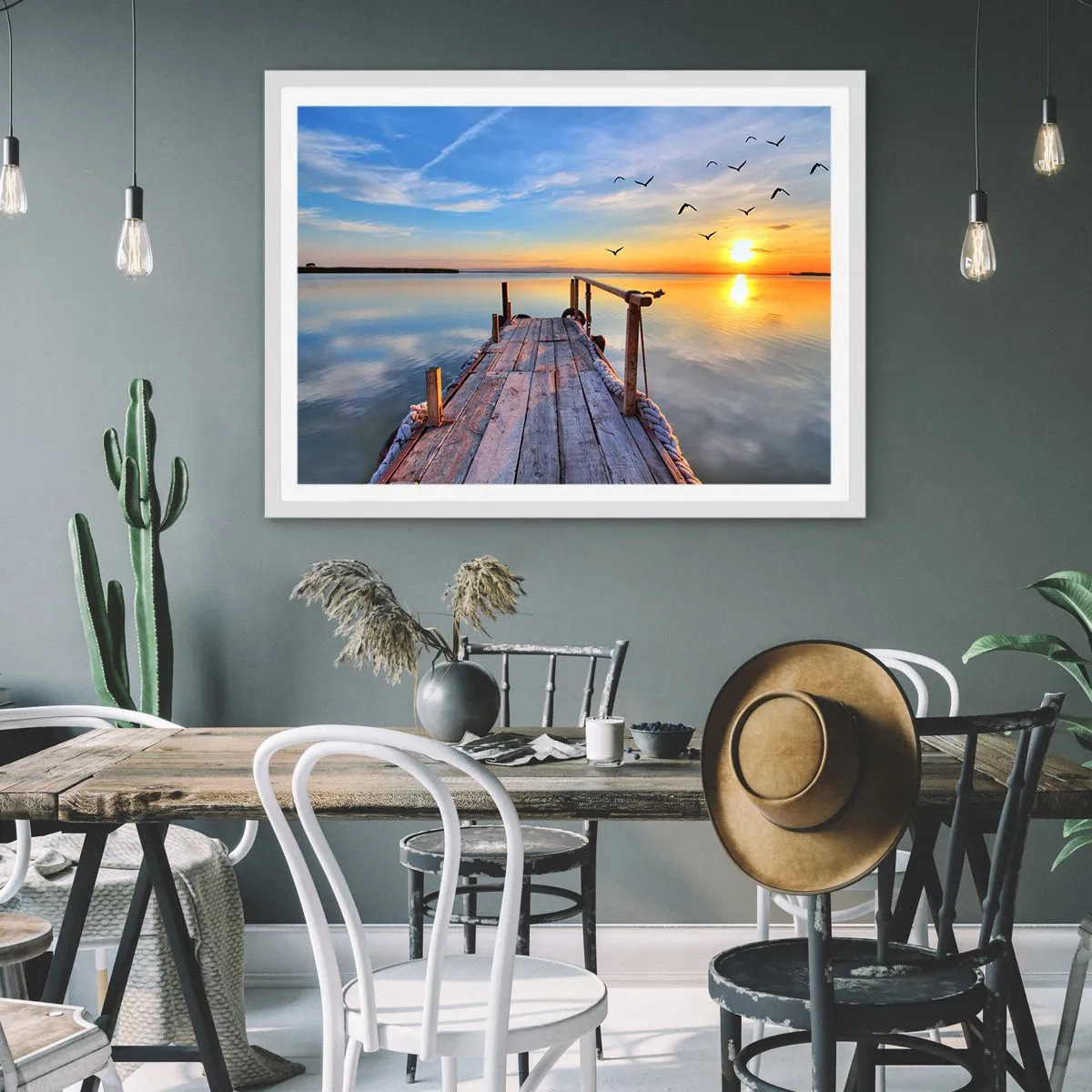 Poster in cornice bianca - Camminando verso il sole - 40x30 cm