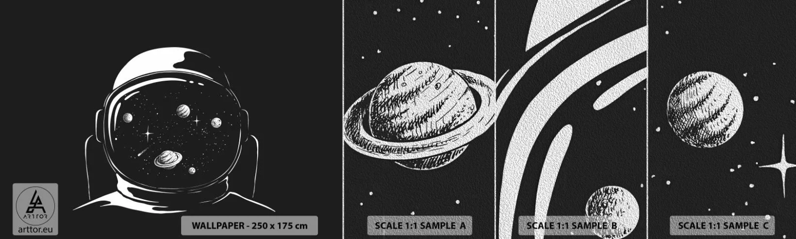 Campione di Fotomurale Premium Sand - Panorama niente male - Astronauta, Cosmo, Universo - 100x30 cm