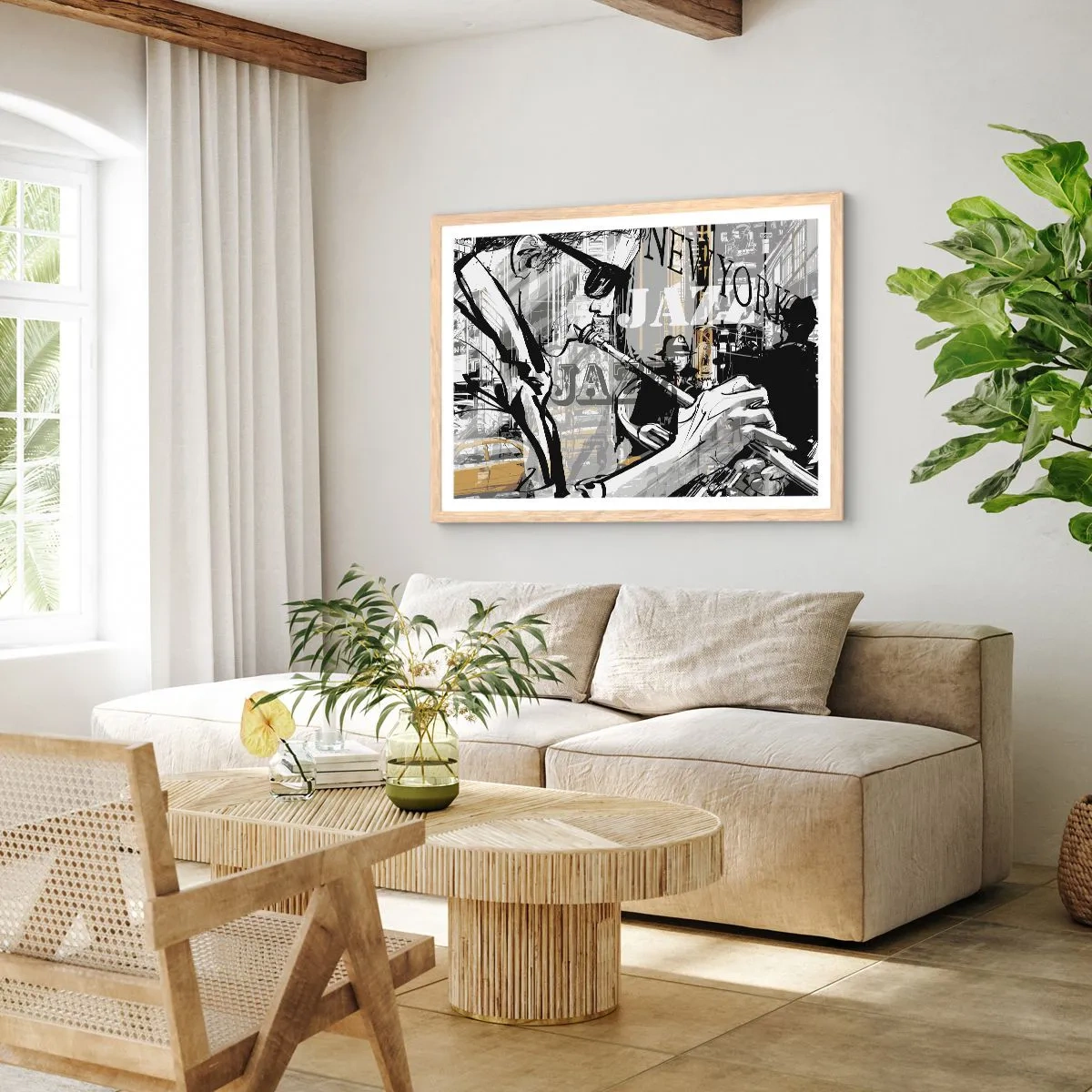 Poster in cornice rovere chiaro - Al ritmo di New York - 40x30 cm