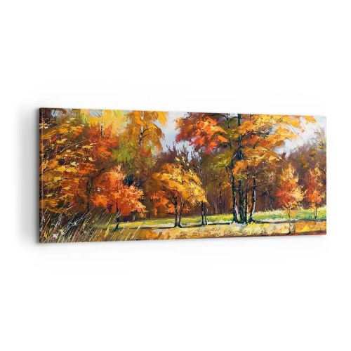 Quadro su tela - Stampe su Tela - Paesaggio in oro e marrone - 100x40 cm