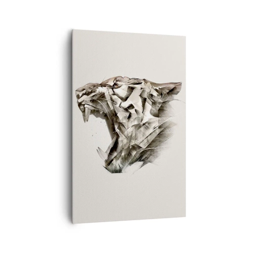 Quadro su tela - Stampe su Tela - Immagine astratta di una tigre nei toni del beige - 80x120cm - Sai chi comanda - Decorazione murale moderna per soggiorno e camera da letto ARTTOR