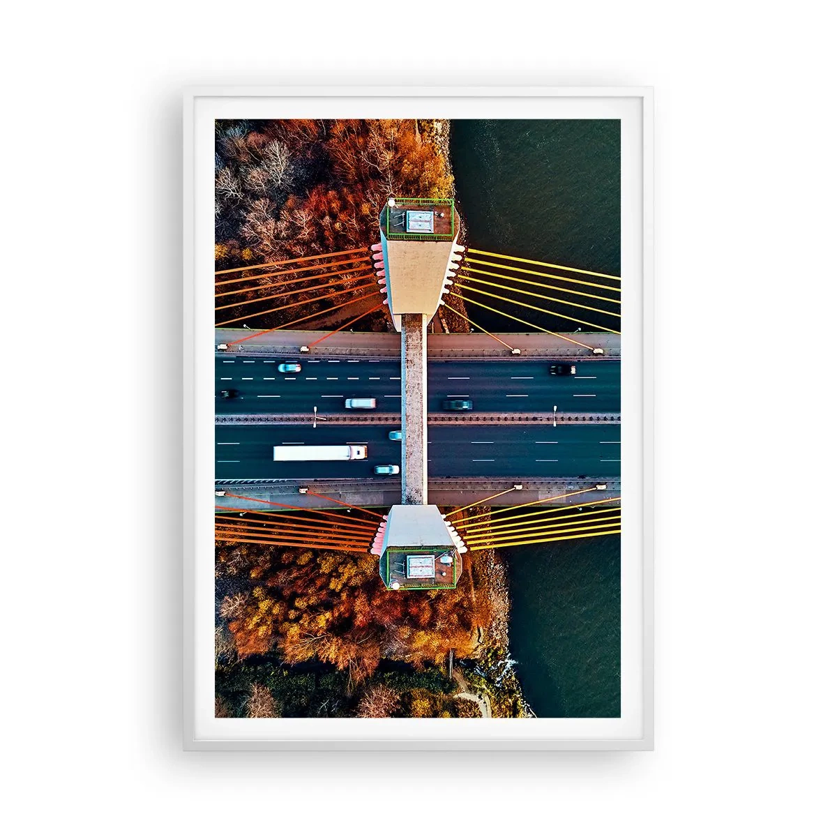 Poster in cornice bianca - Oltre il fiume, oltre il bosco - 70x100 cm