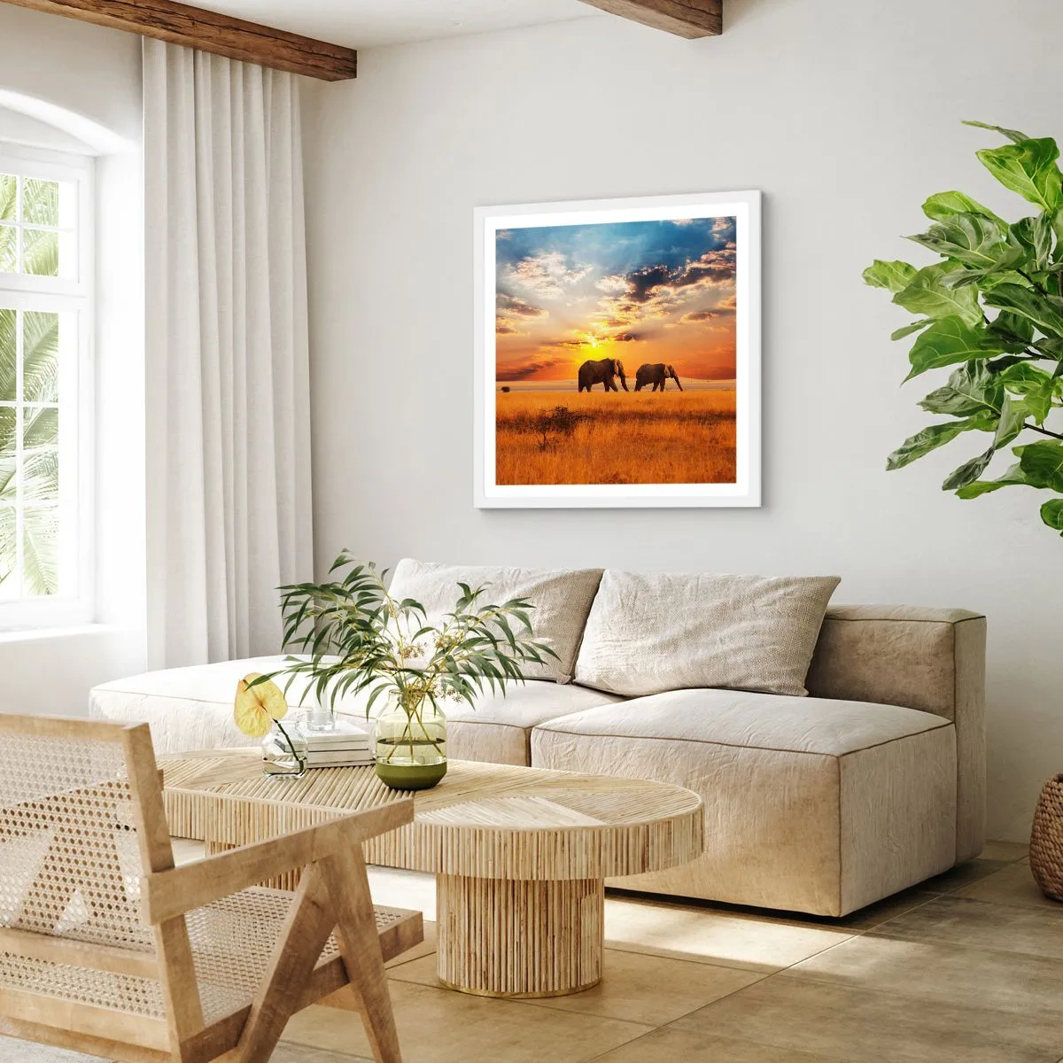 Poster in cornice bianca - Passeggiata familiare - 40x40 cm