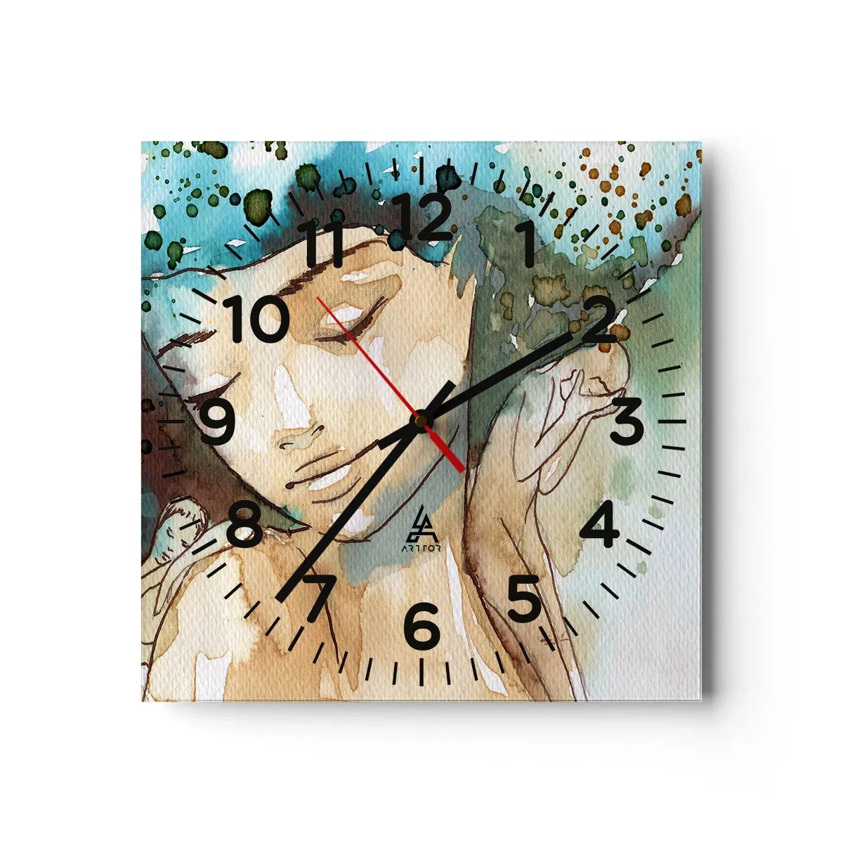 Orologio da parete - Orologio in Vetro - Lady in blue - 40x40 cm