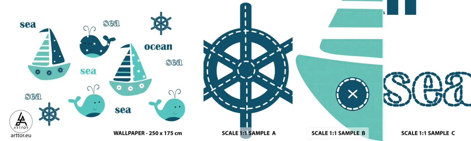 Campione Di Fotomurale Standard Eco - Attraverso i mari e gli oceani - Per bambini, Nautico, Barca a vela - 100x30 cm