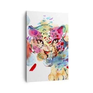 Quadro su tela - Stampe su Tela - Ritratto astratto di un leopardo dai colori intensi - 80x120cm - La bella e la bestia - Decorazione murale moderna per soggiorno e camera da letto ARTTOR