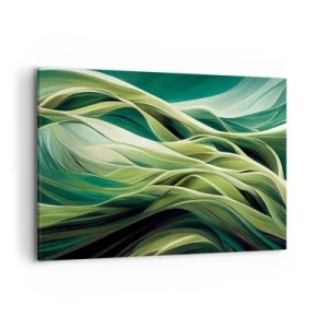 Quadro su tela - Stampe su Tela - Linee dinamiche nelle tonalità del verde - 120x80cm - Gioco astratto in verde - Decorazione murale moderna per soggiorno e camera da letto ARTTOR