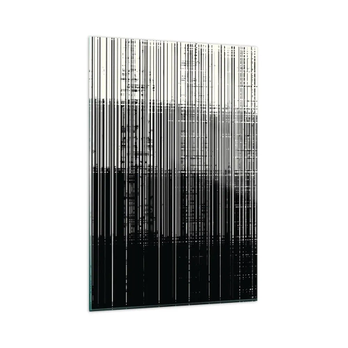 Quadro su vetro - Composizione astratta di linee in bianco e nero contrastanti - 80x120cm - Onde e vibrazioni - Decorazione murale moderna per soggiorno e camera da letto ARTTOR