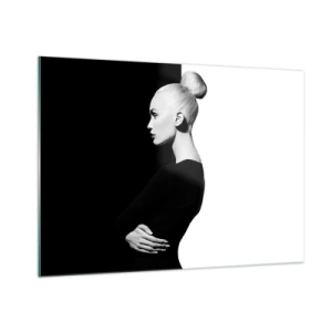 Quadro su vetro - Ritratto in bianco e nero di una donna con un elegante chignon - 100x70cm - Semplicemente donna - Decorazione murale moderna per soggiorno e camera da letto ARTTOR