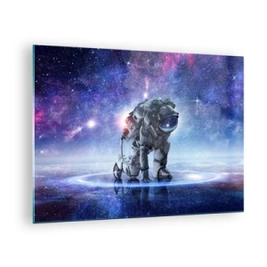 Quadro su vetro - Astronauta nello spazio contro il cielo stellato - 70x50cm - Il cielo stellato sopra di me - Decorazione murale moderna per soggiorno e camera da letto ARTTOR