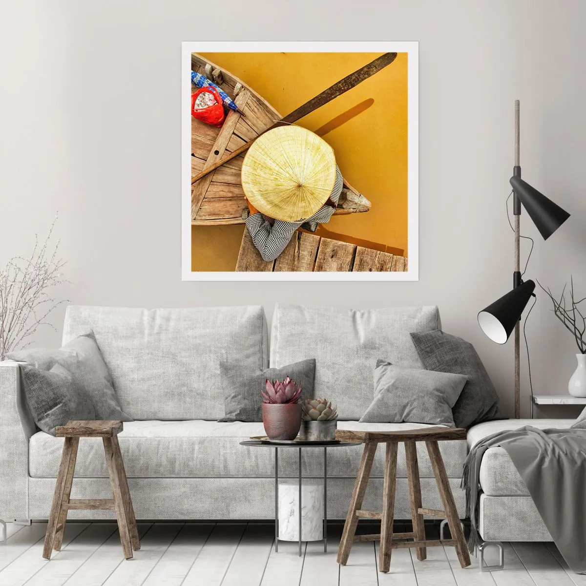 Poster - Vita sul Fiume Giallo - 60x60 cm