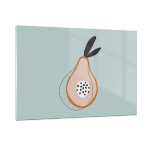 Quadro su vetro - Illustrazione astratta di una pera in stile minimalista - 120x80cm - Penetrare la natura delle cose - Decorazione murale moderna per soggiorno e camera da letto ARTTOR