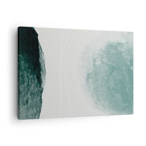Quadro su tela - Stampe su Tela - Una delicata composizione astratta nelle tonalità del verde, con forme delicate su uno sfondo chiaro. - 70x50cm - Incontro con la nebbia - Decorazione murale moderna per soggiorno e camera da letto ARTTOR