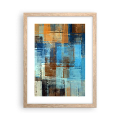 Poster in cornice rovere chiaro - Attraverso la tenda blu - 30x40 cm