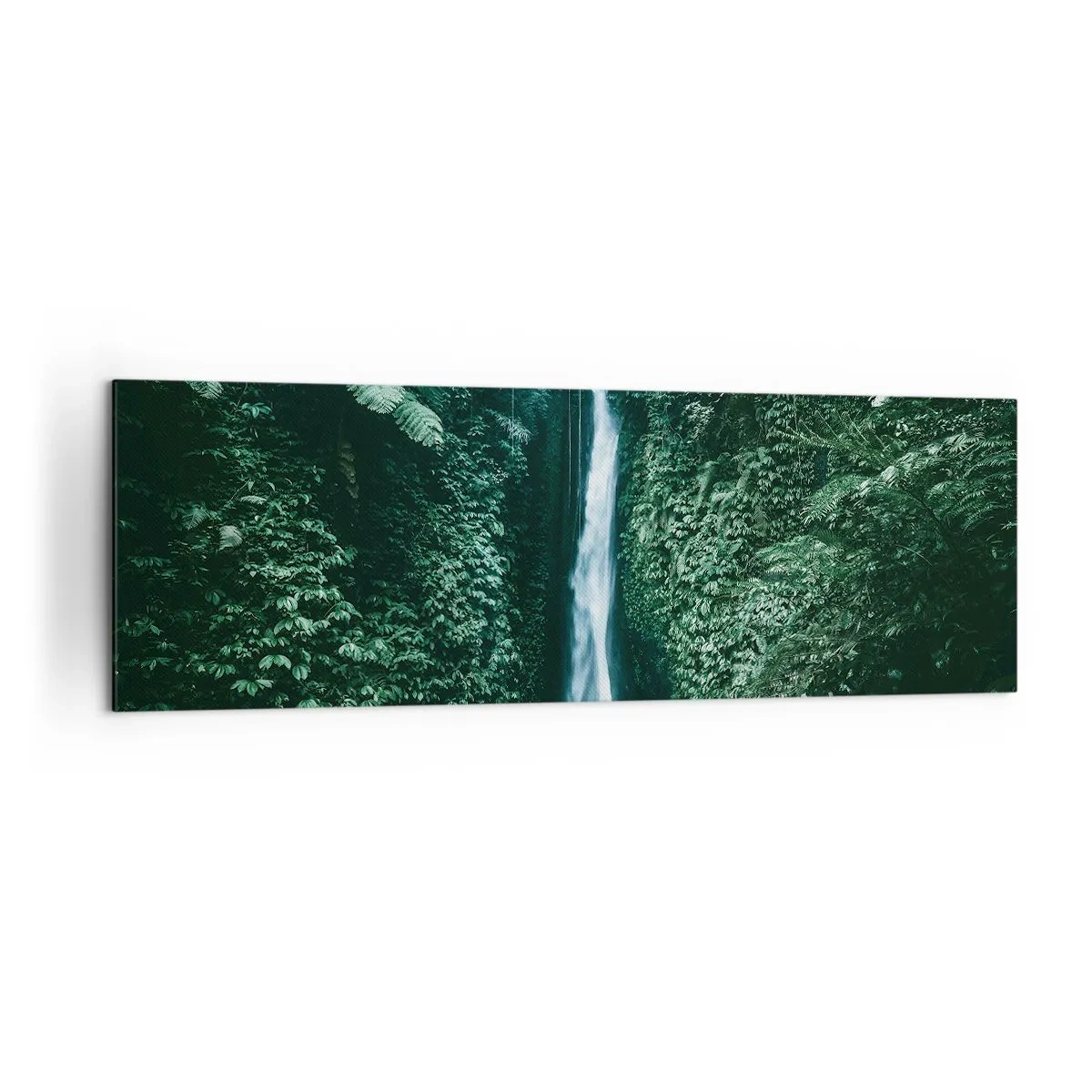 Quadro su tela - Stampe su Tela - Una cascata circondata da una fitta vegetazione tropicale - 160x50cm - Terme tropicali - Decorazione murale moderna per soggiorno e camera da letto ARTTOR