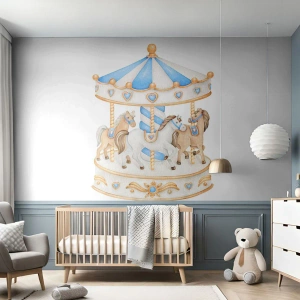 Fotomurali Standard Eco - Dolce infanzia - Cavalli, Giostra, Bambini - 150x105 cm