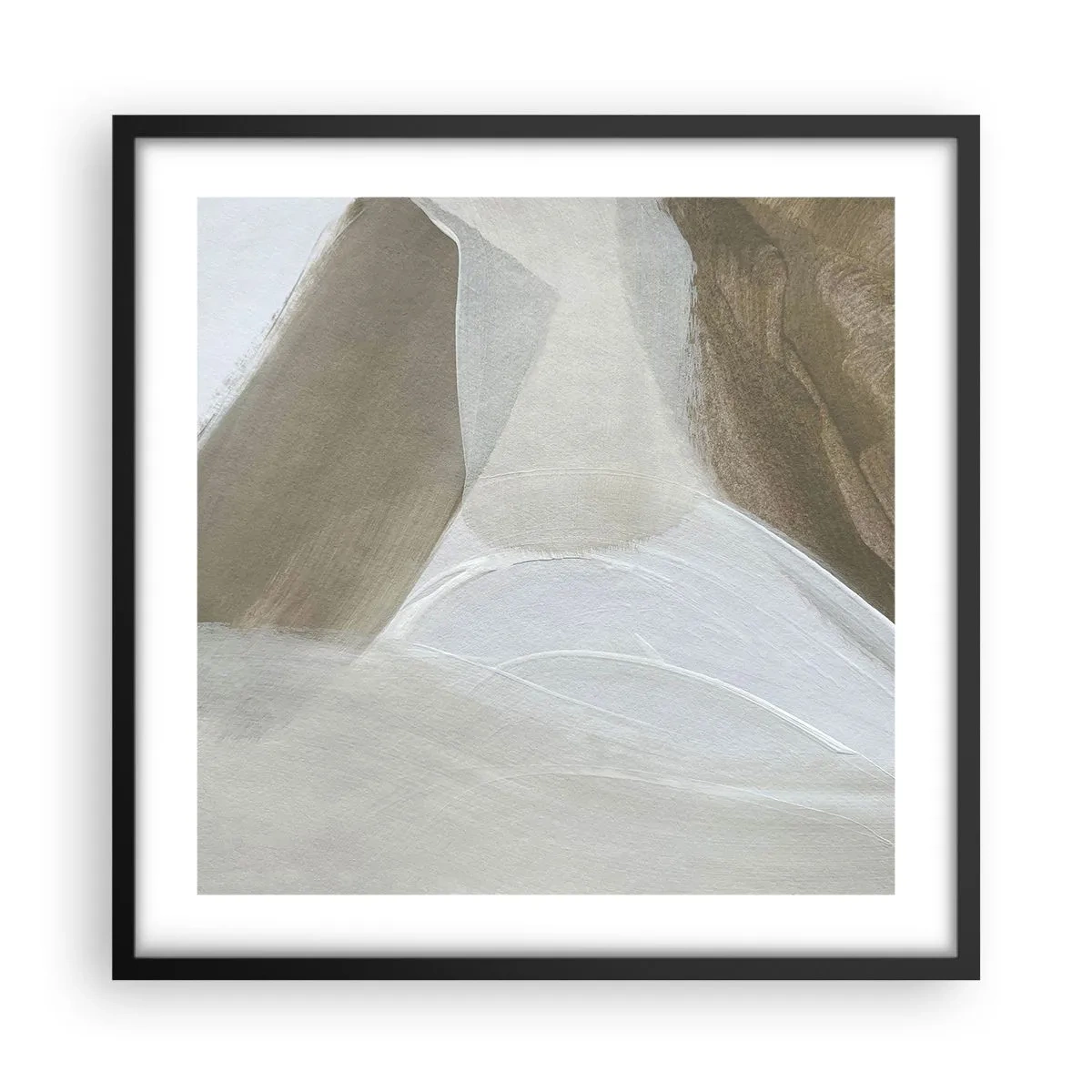 Poster in cornice nera - Onda di bianco - 50x50 cm