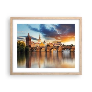 Poster in cornice rovere chiaro - Bella da secoli - 50x40 cm