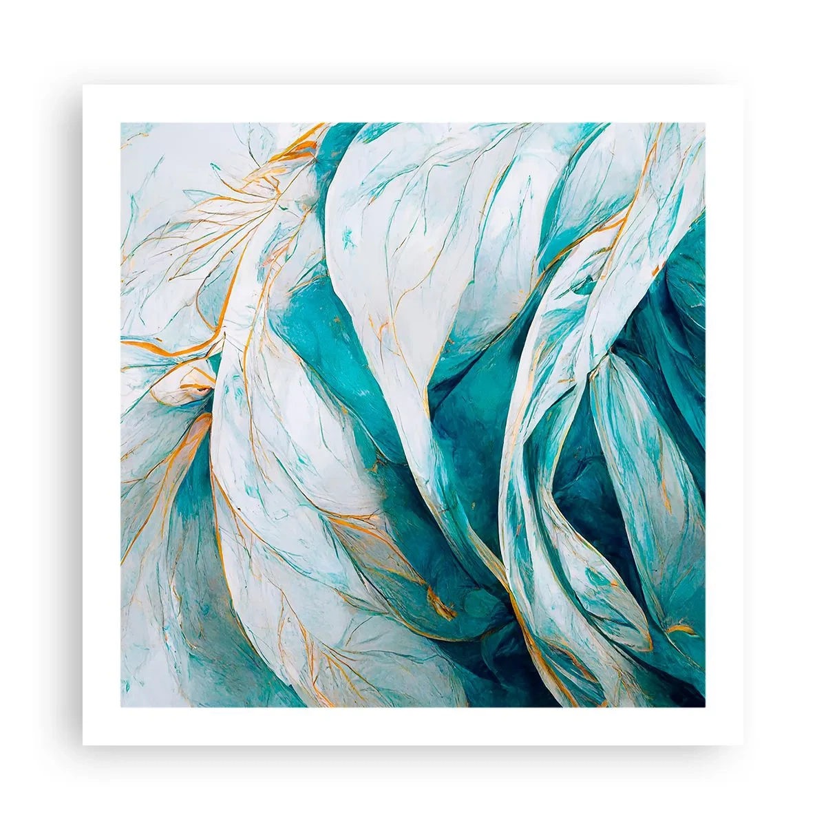 Poster - Astrazione blu con motivi d'oro - 60x60 cm