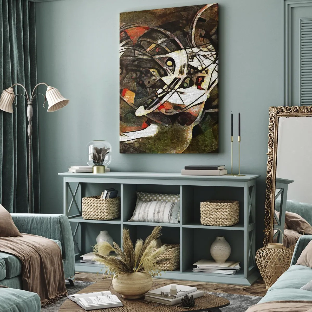 Quadro su tela - Stampe su Tela - Astrazione espressiva in toni scuri con linee dinamiche. - 70x100cm - Senti il movimento? - Decorazione murale moderna per soggiorno e camera da letto ARTTOR