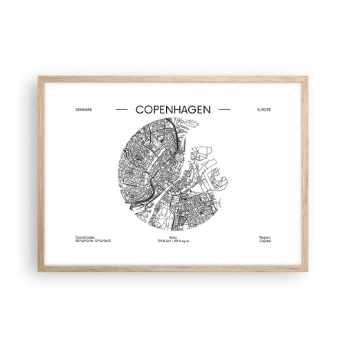 Poster in cornice rovere chiaro - Anatomia di Copenaghen - 70x50 cm