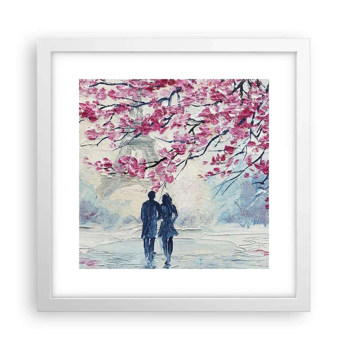 Poster in cornice bianca - Passeggiata romantica - 30x30 cm