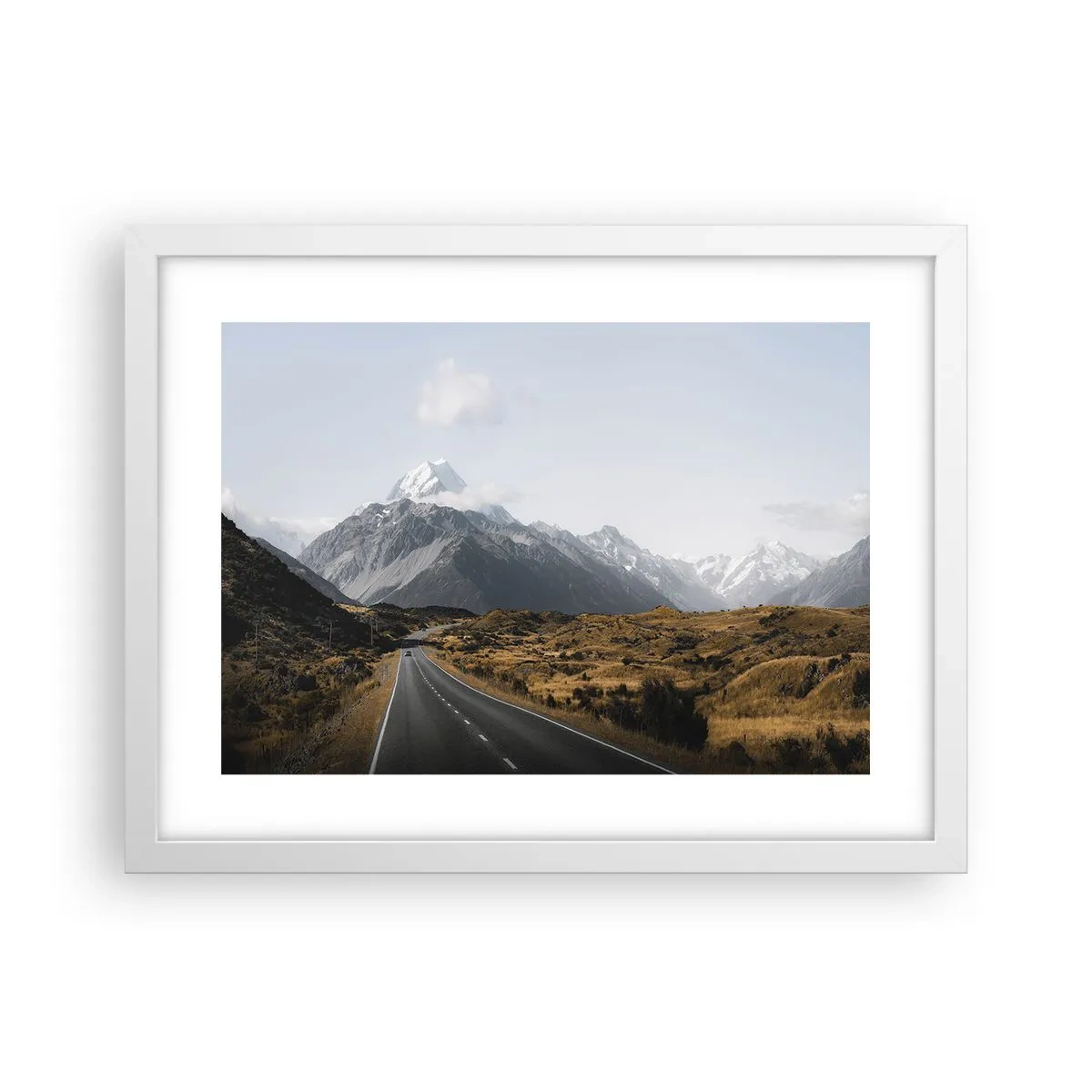 Poster in cornice bianca - Via verso il cuore dei monti - 40x30 cm
