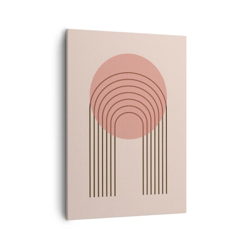 Quadro su tela - Stampe su Tela - Motivo astratto con cerchio rosa e linee - 50x70cm - Attrazione irresistibile - Decorazione murale moderna per soggiorno e camera da letto ARTTOR