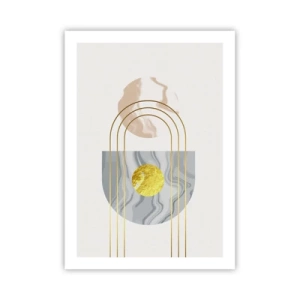 Poster - Motivi geometrici con elementi dorati su sfondo chiaro - 50x70cm - Chiarezza e lucentezza - Decorazione murale moderna per soggiorno e camera da letto ARTTOR