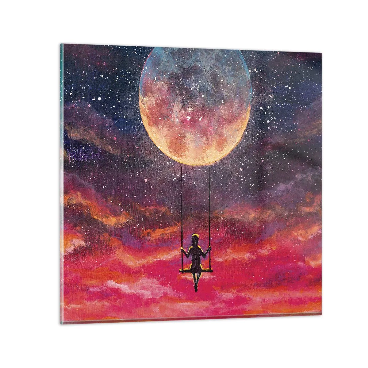 Quadro su vetro - Con la testa tra le nuvole - 30x30 cm