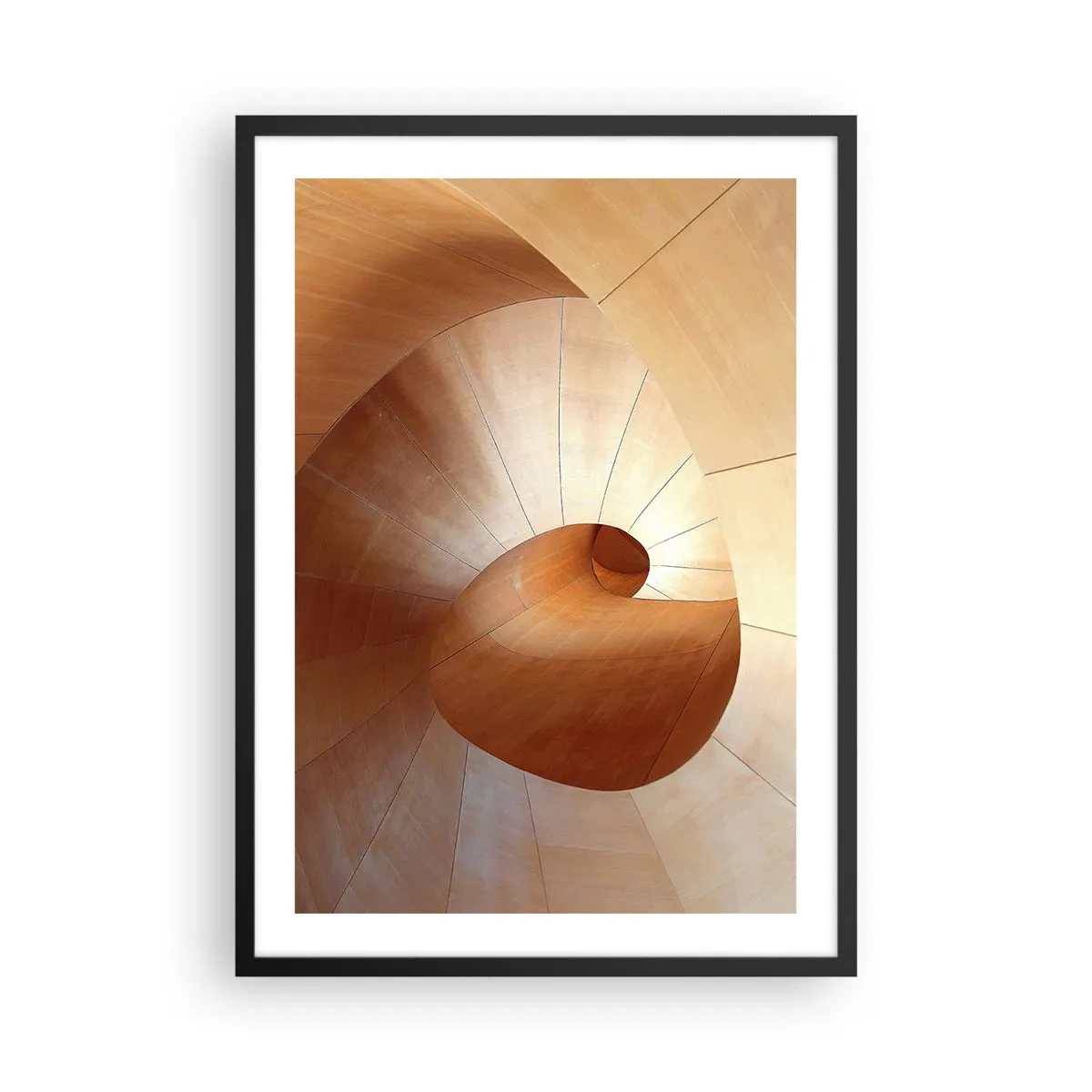 Poster in cornice nera - Struttura a spirale in legno con tonalità dorata - 50x70cm - Serpentina architettonica - Decorazione murale moderna per soggiorno e camera da letto ARTTOR