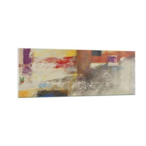 Quadro su vetro - Astrazione colorata con forme geometriche - 140x50cm - Geometria dei colori - Decorazione murale moderna per soggiorno e camera da letto ARTTOR