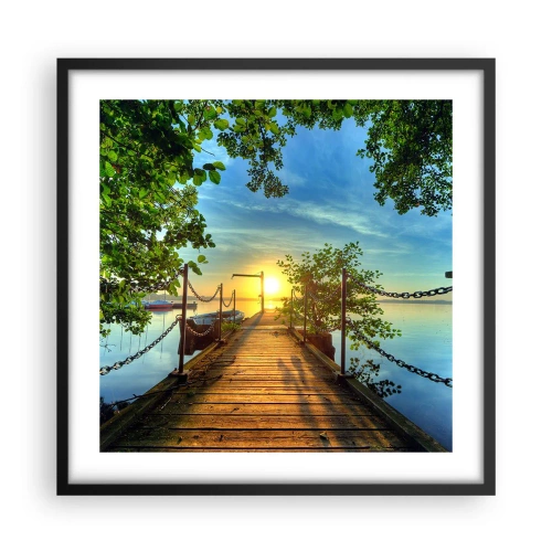 Poster in cornice nera - Tramonto sul lago - 50x50 cm