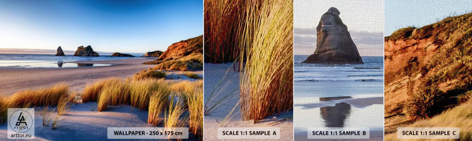 Campione di Fotomurale Premium Canvas - Per i cercatori di pace - Dune, Spiaggia, Natura - 100x30 cm