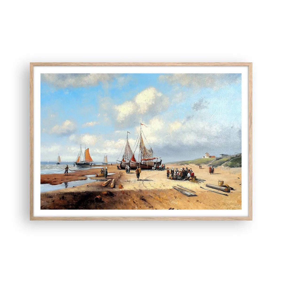 Poster in cornice rovere chiaro - Dopo una buona pesca - 100x70 cm