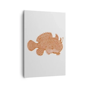 Quadro su tela - Stampe su Tela - Disegno dettagliato di un pesce color rame su sfondo bianco - 70x100cm - È davvero un pesce - Decorazione murale moderna per soggiorno e camera da letto ARTTOR