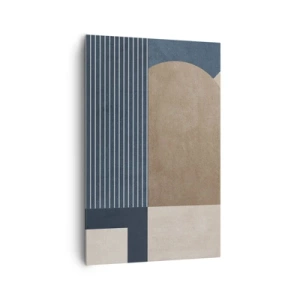 Quadro su tela - Stampe su Tela - Figure geometriche nei toni del beige e del blu navy con linee - 80x120cm - Composizione di semplicità e rotondità - Decorazione murale moderna per soggiorno e camera da letto ARTTOR