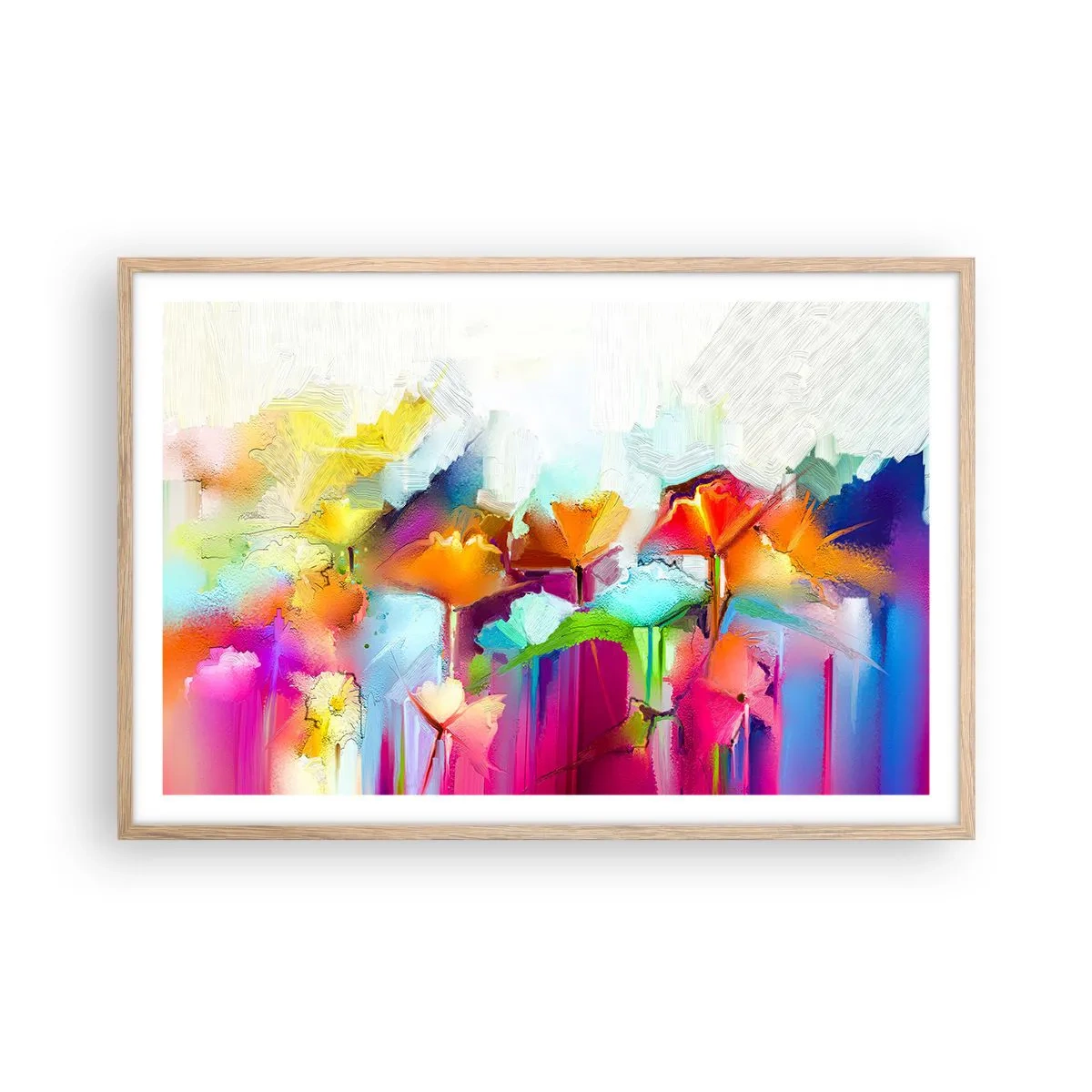 Poster in cornice rovere chiaro - L'arcobaleno è fiorito - 91x61 cm