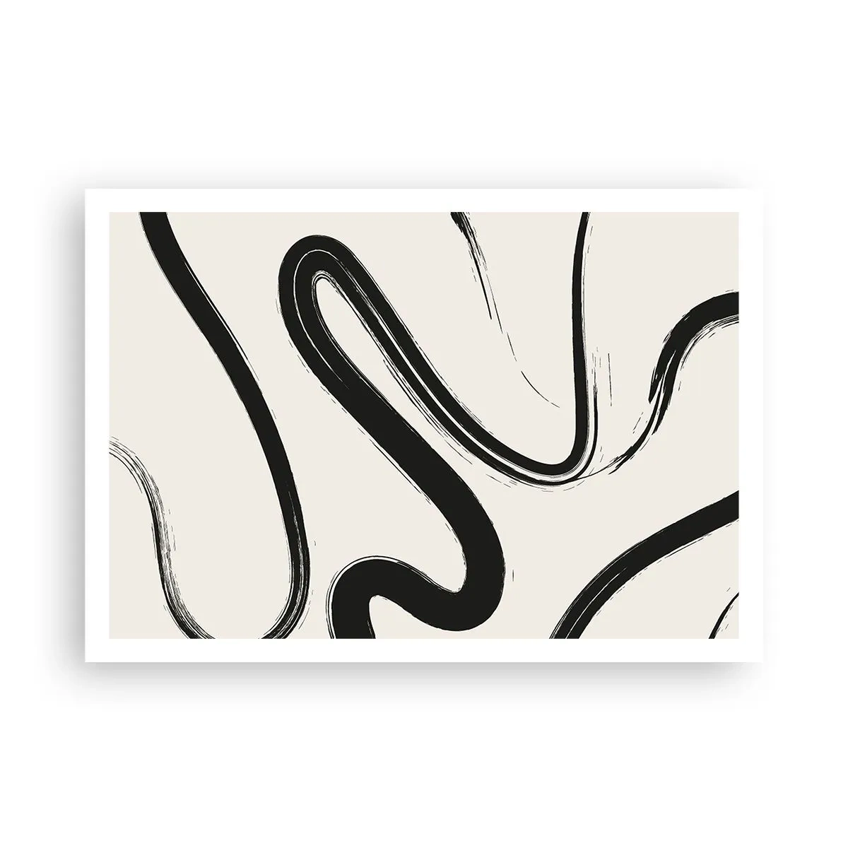 Poster - Linee curve in bianco e nero su uno sfondo chiaro - 100x70cm - Capriccio bianco e nero - Decorazione murale moderna per soggiorno e camera da letto ARTTOR