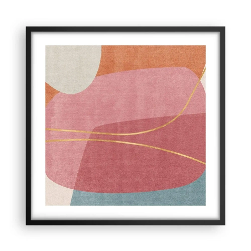 Poster in cornice nera - Composizione pastello con filo dorato - 50x50 cm